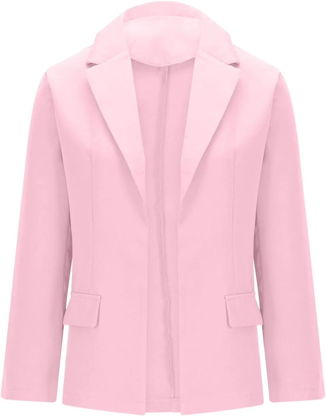 2024 Fall Blazers for Women Business Open Front Blazer Coat Casual Solid Lapel Buttonless Blazer Jacket with Pocket