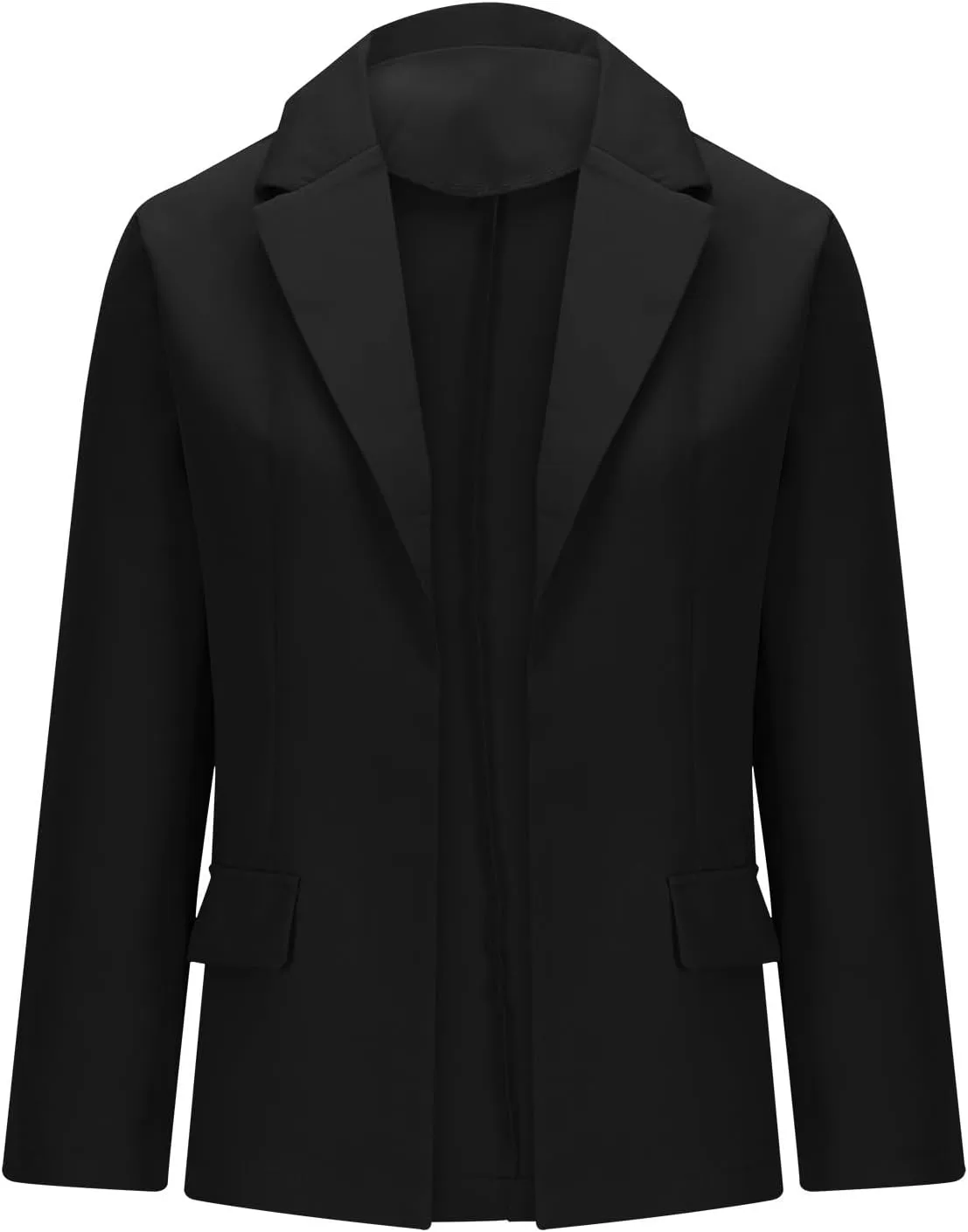 2024 Fall Blazers for Women Business Open Front Blazer Coat Casual Solid Lapel Buttonless Blazer Jacket with Pocket