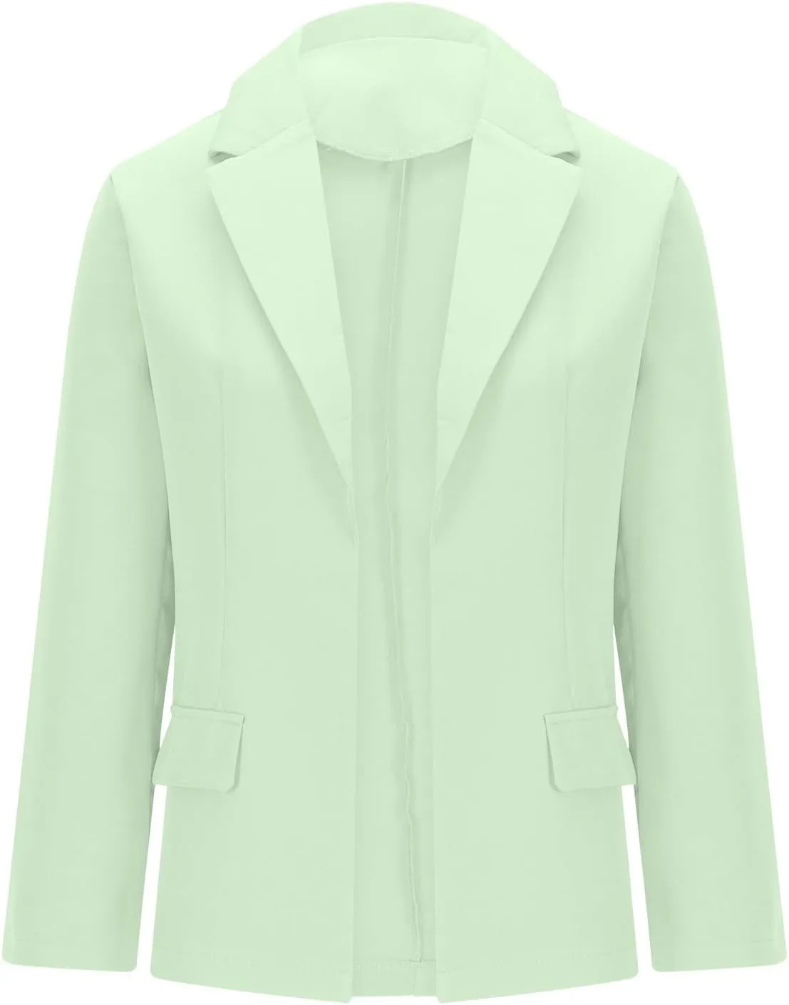 2024 Fall Blazers for Women Business Open Front Blazer Coat Casual Solid Lapel Buttonless Blazer Jacket with Pocket