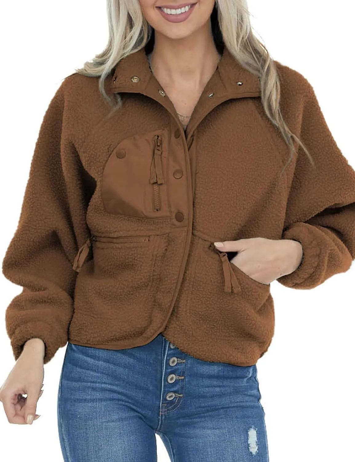 Aoang Womens Winter Coats Casual Lapel Long Sleeve Fleece Faux Fur Jacket