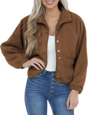 Aoang Womens Winter Coats Casual Lapel Long Sleeve Fleece Faux Fur Jacket