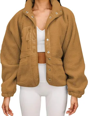 Aoang Womens Winter Coats Casual Lapel Long Sleeve Fleece Faux Fur Jacket