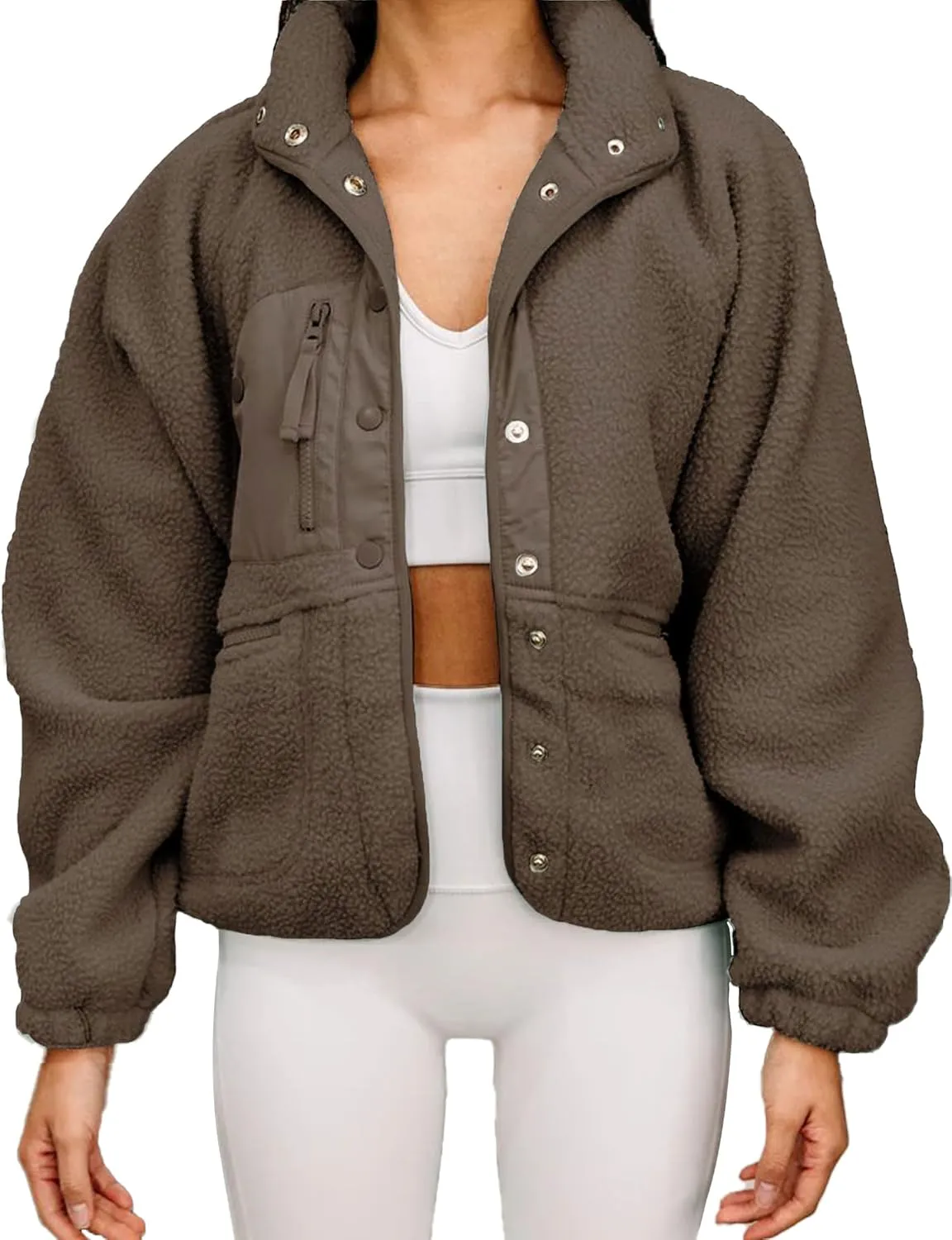 Aoang Womens Winter Coats Casual Lapel Long Sleeve Fleece Faux Fur Jacket