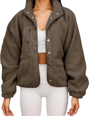 Aoang Womens Winter Coats Casual Lapel Long Sleeve Fleece Faux Fur Jacket