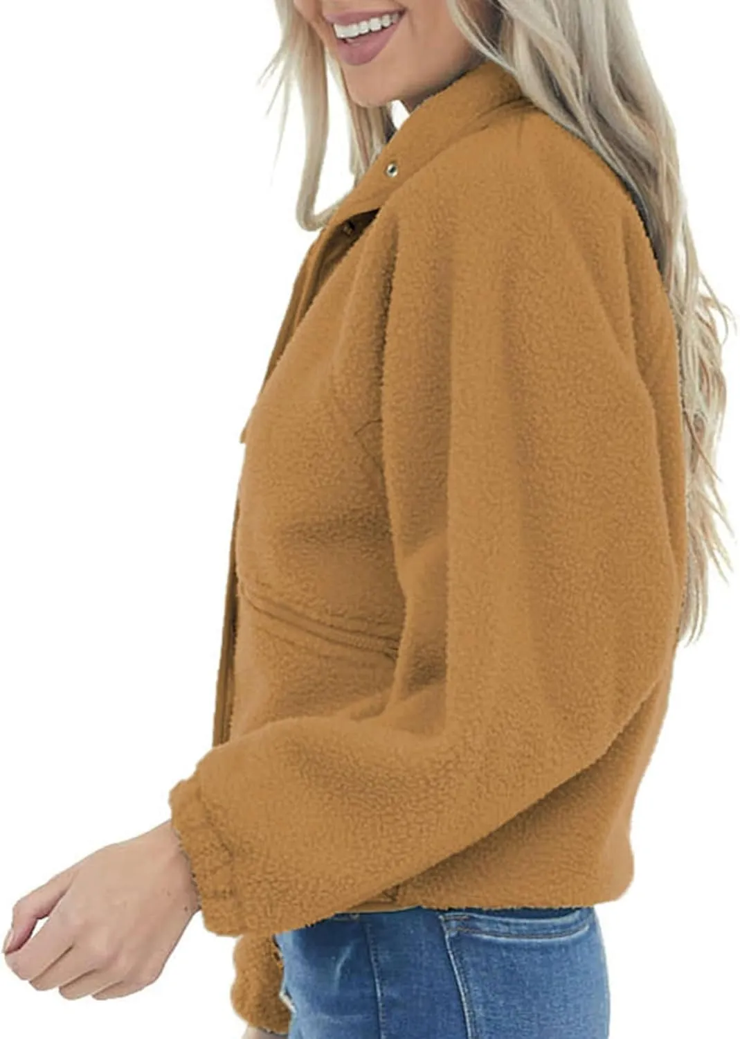 Aoang Womens Winter Coats Casual Lapel Long Sleeve Fleece Faux Fur Jacket