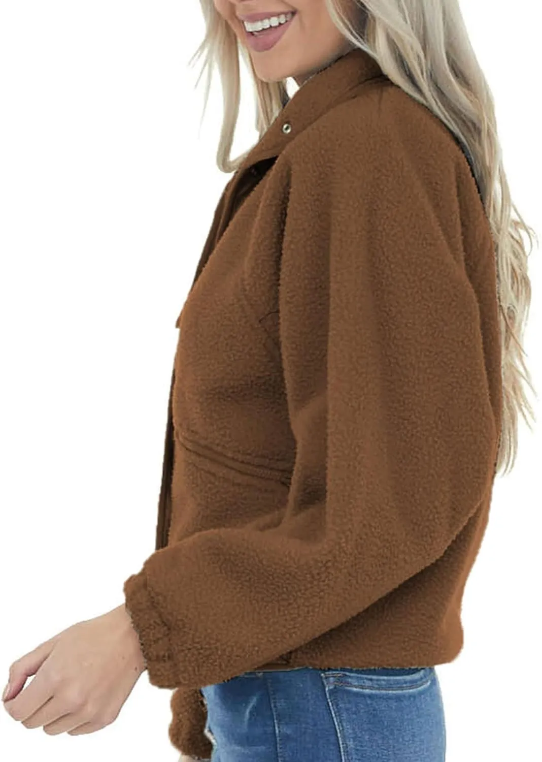 Aoang Womens Winter Coats Casual Lapel Long Sleeve Fleece Faux Fur Jacket