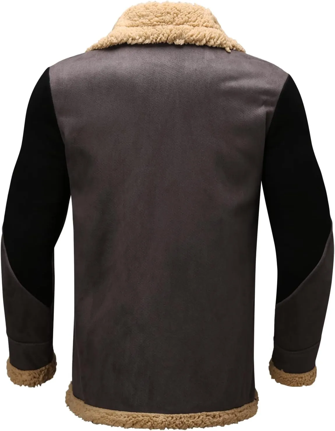 BIFUTON Winter Coats for Men, Mens Vintage Faux Leather Jacket Sherpa Lined Heavyweight Shearling Coats Winter Bomber Jackets