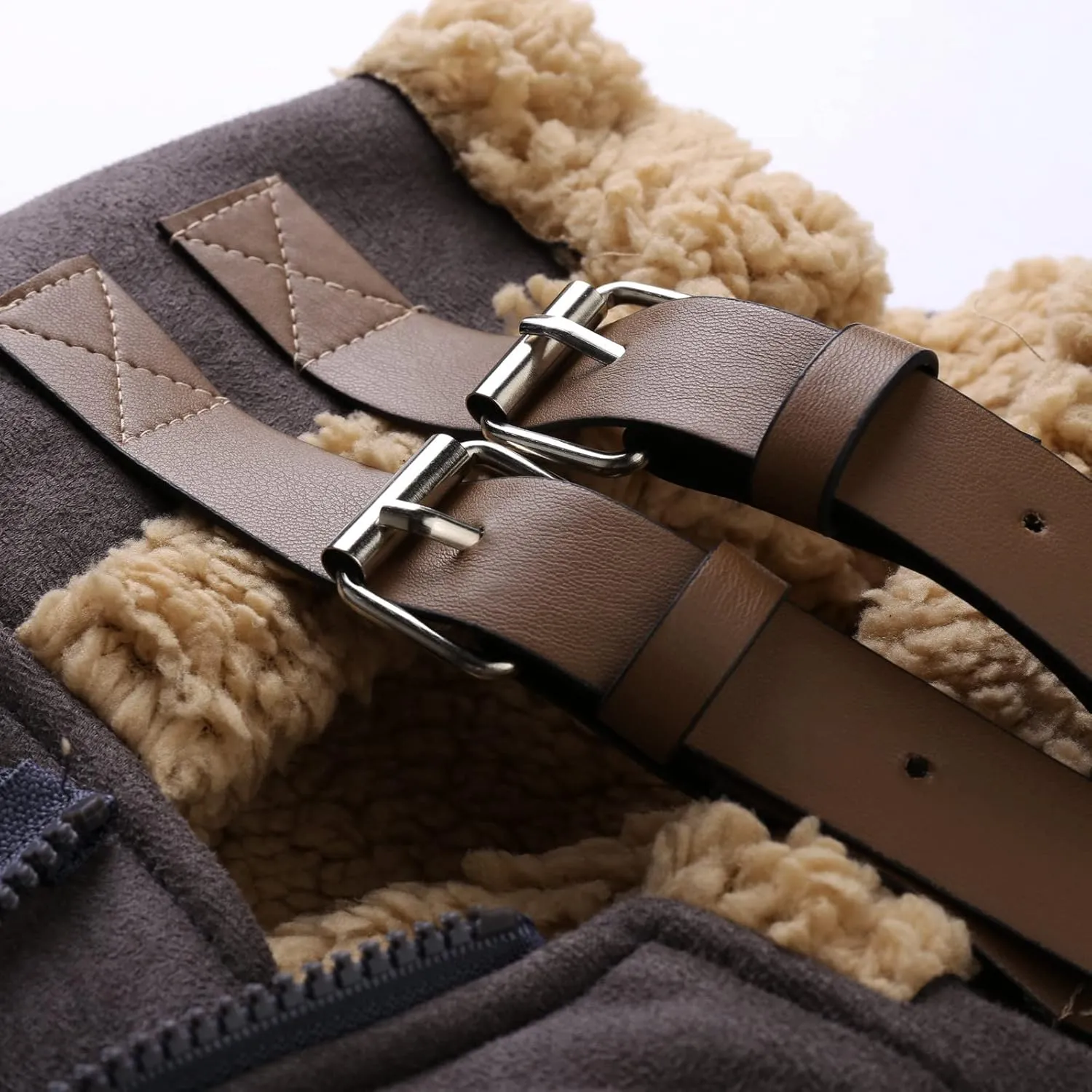 BIFUTON Winter Coats for Men, Mens Vintage Faux Leather Jacket Sherpa Lined Heavyweight Shearling Coats Winter Bomber Jackets