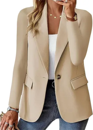 Blazers for Women Business Casual Blazer Open Front Cardigan Long Sleeve Notch Collar Blazer Work Office Suit Jacket