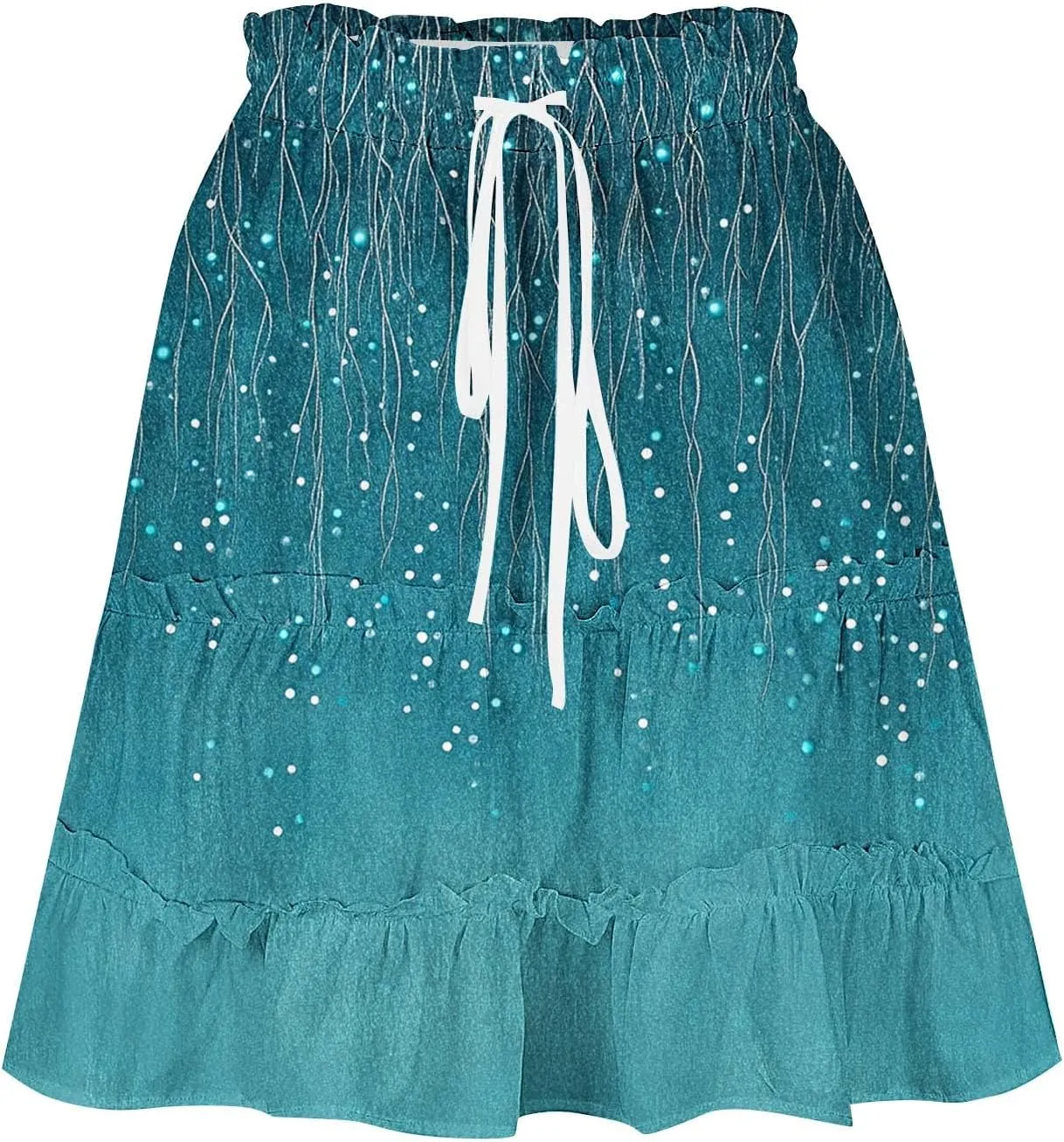 Boho Floral Print Mini Skirt for Women 2025 Summer Elastic High Waist Casual A-Line Swing Tiered Skirts