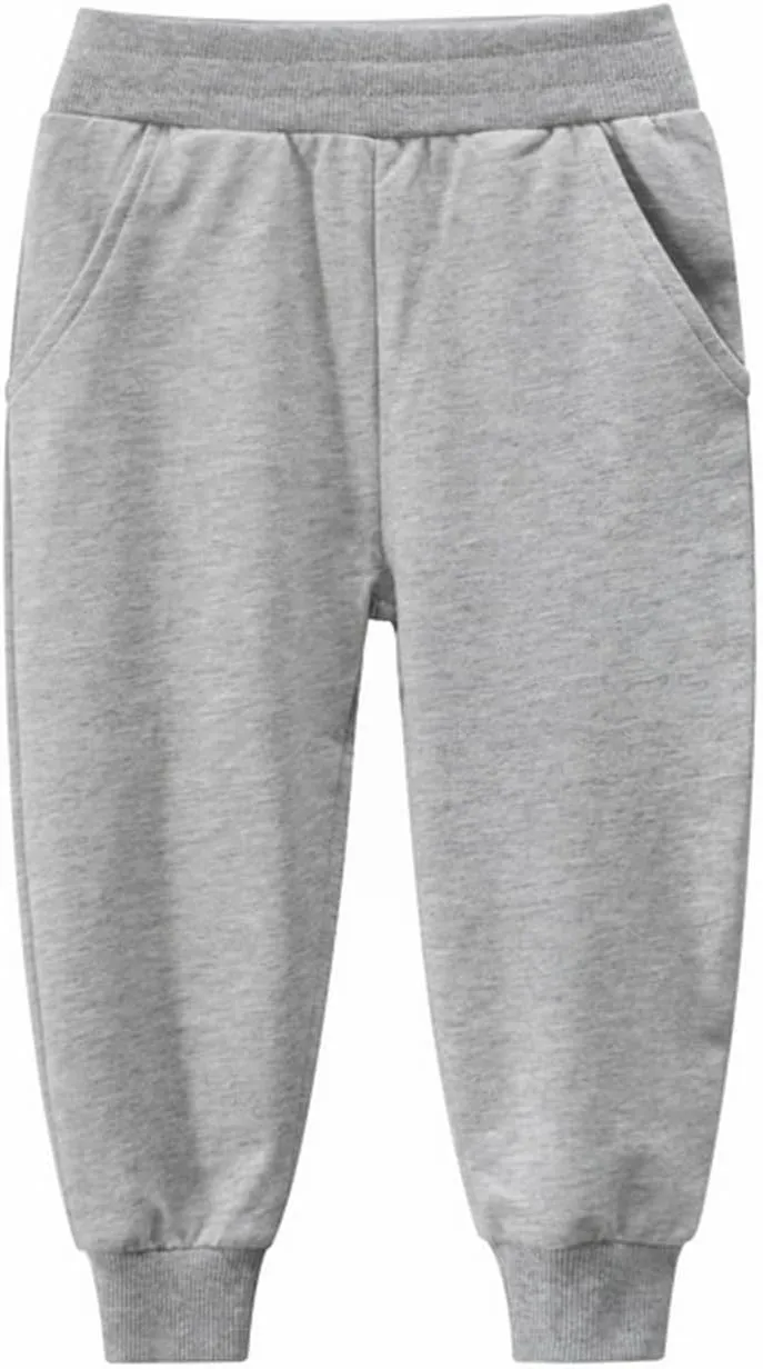 Boys Athletic Sweatpants Kids Active Jogger Pants Running Pants with Pockets Spring Solid Color Pull on Pants