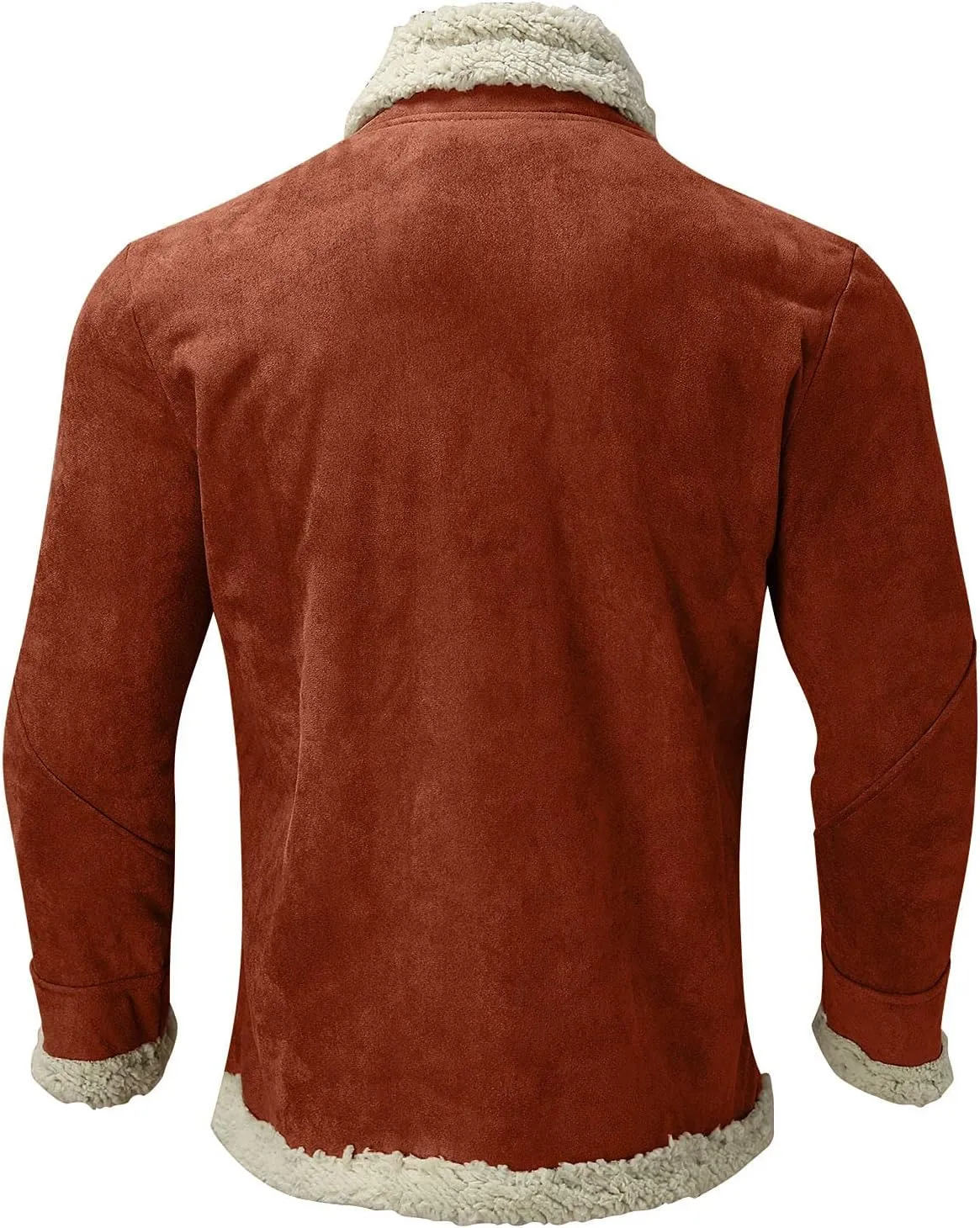 Burband Mens Sherpa Fleece Lined Suede Leather Trucker Jackets Lamb Velvet Faux Fur Bomber Jackets Khaki Shearling Coats