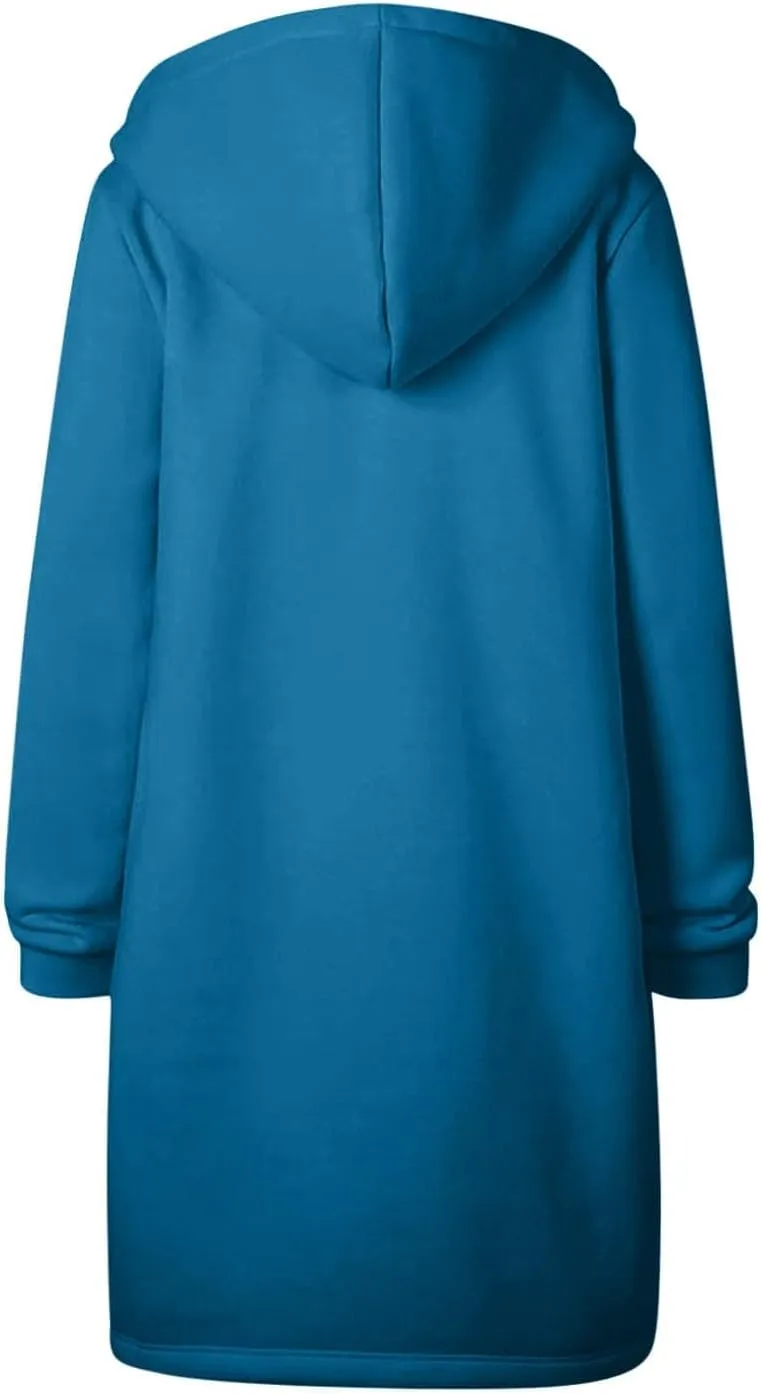 Canbebig Oversized Hoodies for Women Zip Up Long Sweatshirts Fleece Lined Jackets Plus Size Trench Coats Tunic Sweatshirts