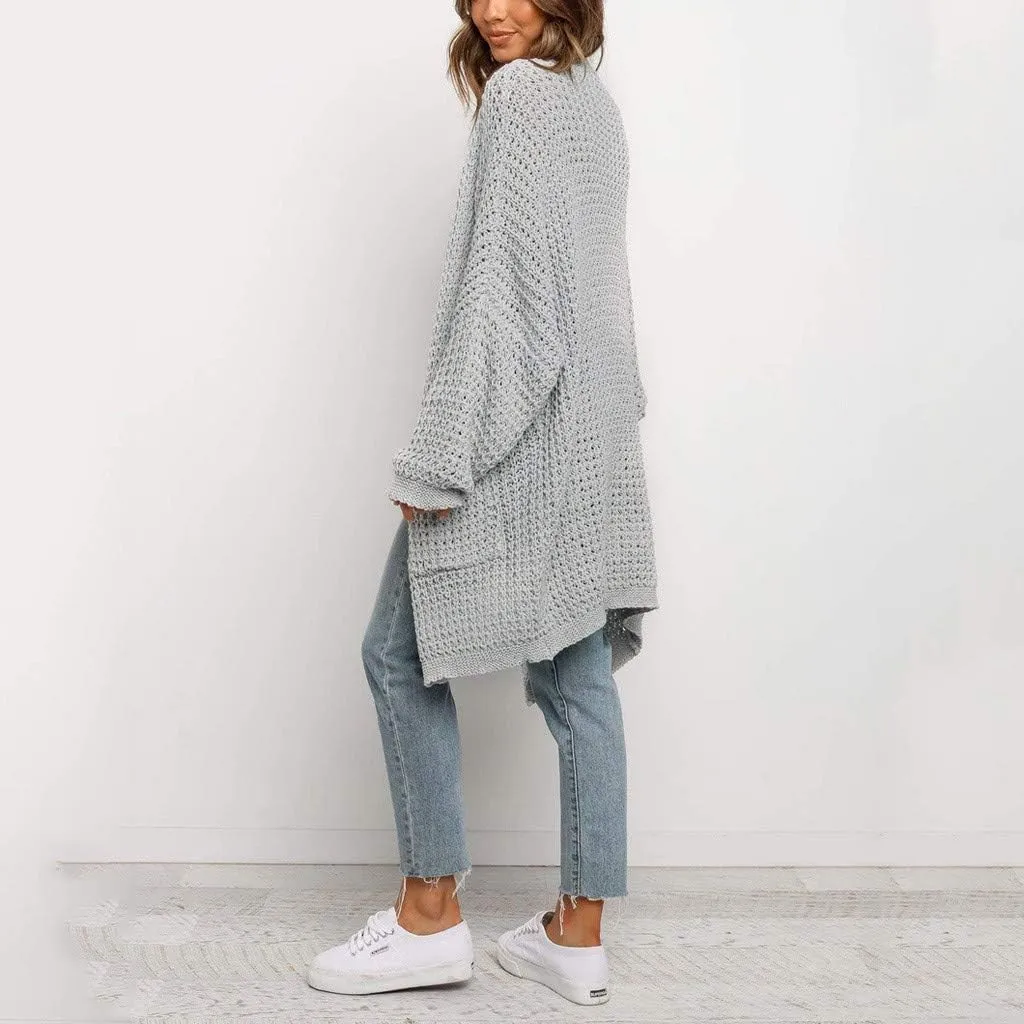 Cardigan for Women Sweaters Chunky Plus Size Long Sleeve Open Front Tops Cable Knit Coat with Pockets Button Outerwear