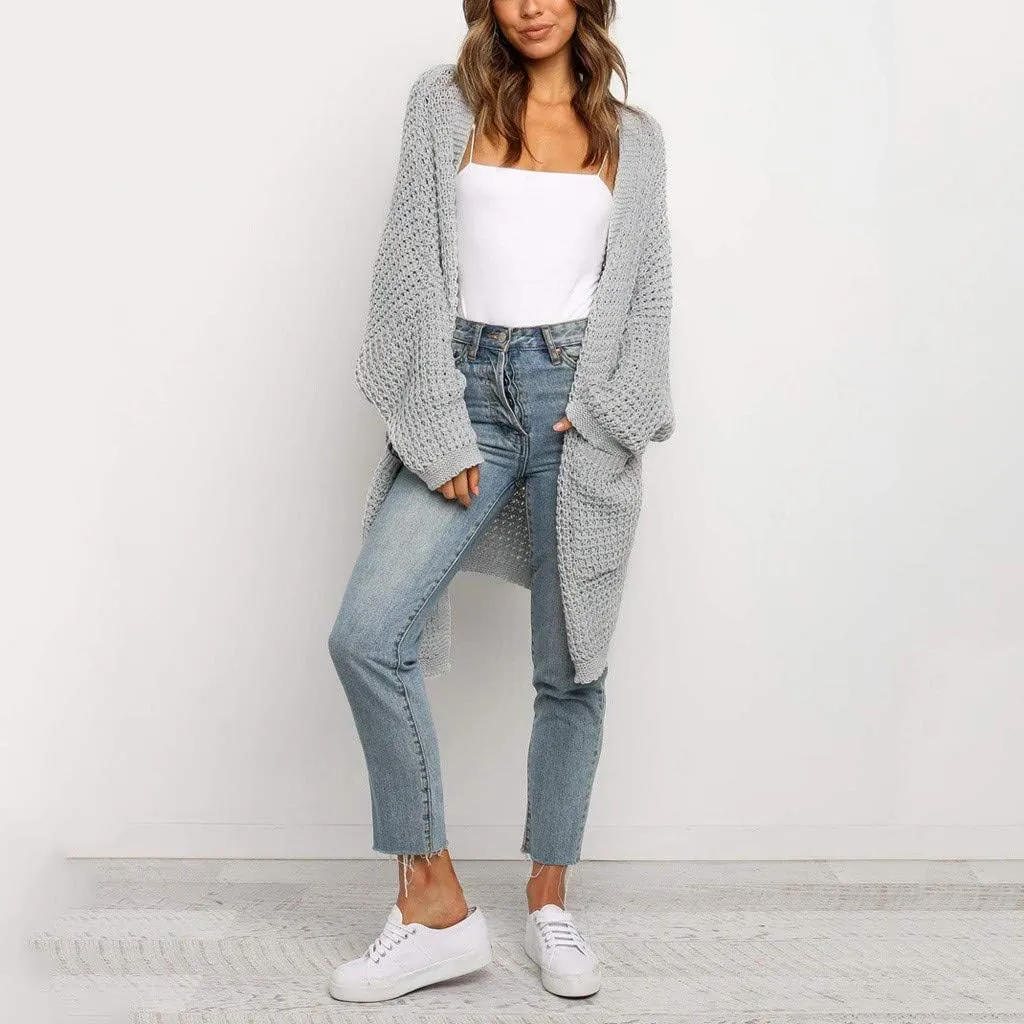 Cardigan for Women Sweaters Chunky Plus Size Long Sleeve Open Front Tops Cable Knit Coat with Pockets Button Outerwear