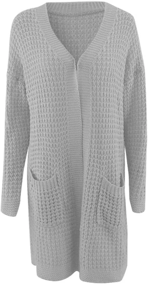 Cardigan for Women Sweaters Chunky Plus Size Long Sleeve Open Front Tops Cable Knit Coat with Pockets Button Outerwear