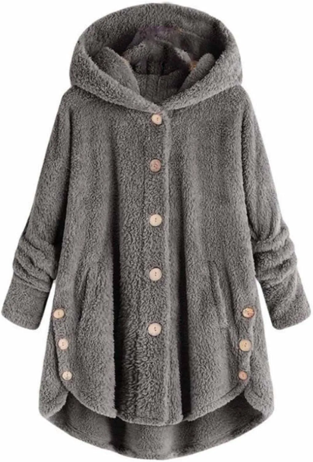 Cardigan Sweaters for Women 2024 Plus Size Long Sleeve Button Hoodie Winter Coat Women Fleece Jacket with Pockets