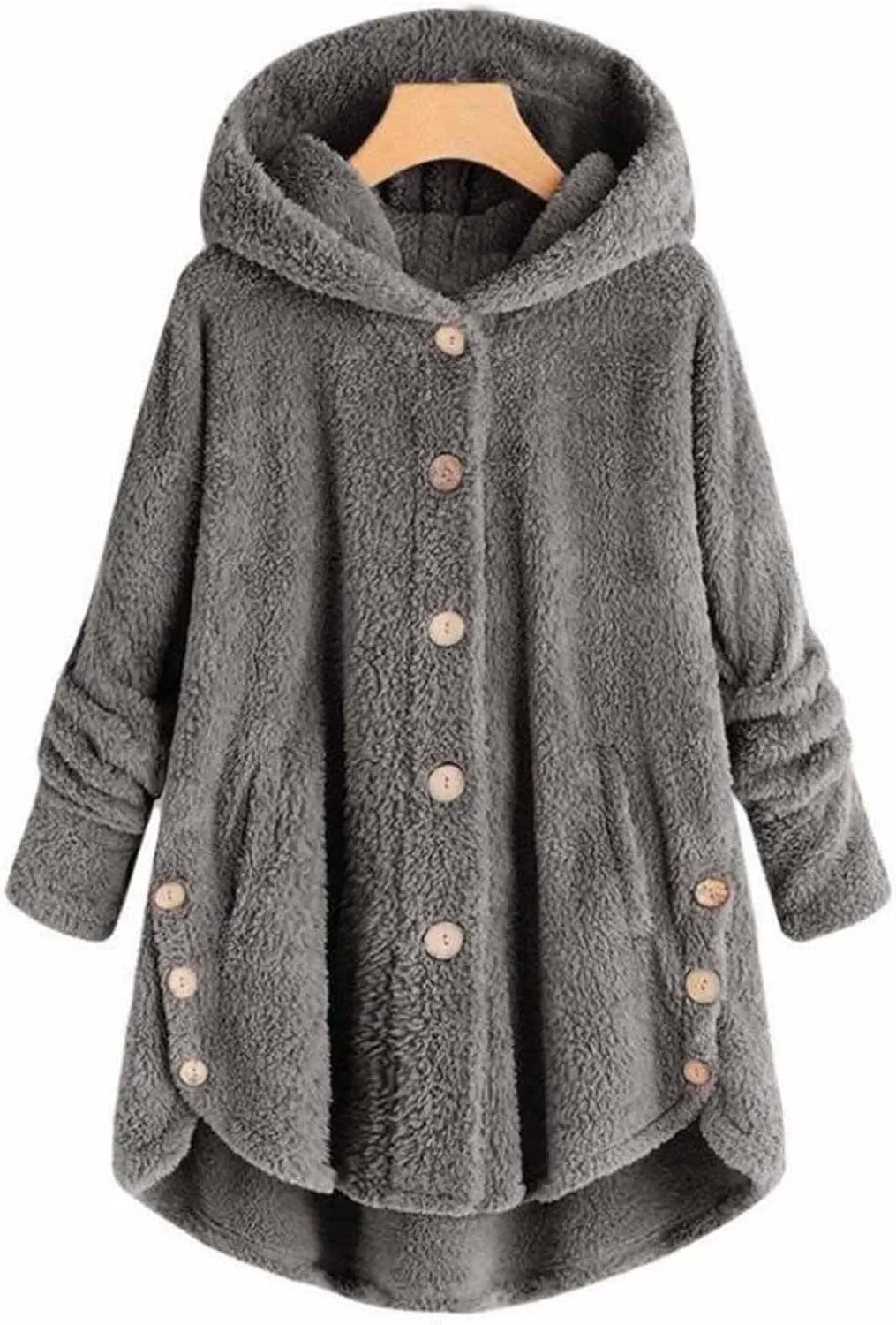 Cardigan Sweaters for Women 2024 Plus Size Long Sleeve Button Hoodie Winter Coat Women Fleece Jacket with Pockets