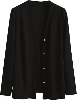 Cardigan Women Sleeve Ice Silk Knit with Skirt V Neck Cardigan Black Sweatshirt Women's Cardigan Sweaters Oversized