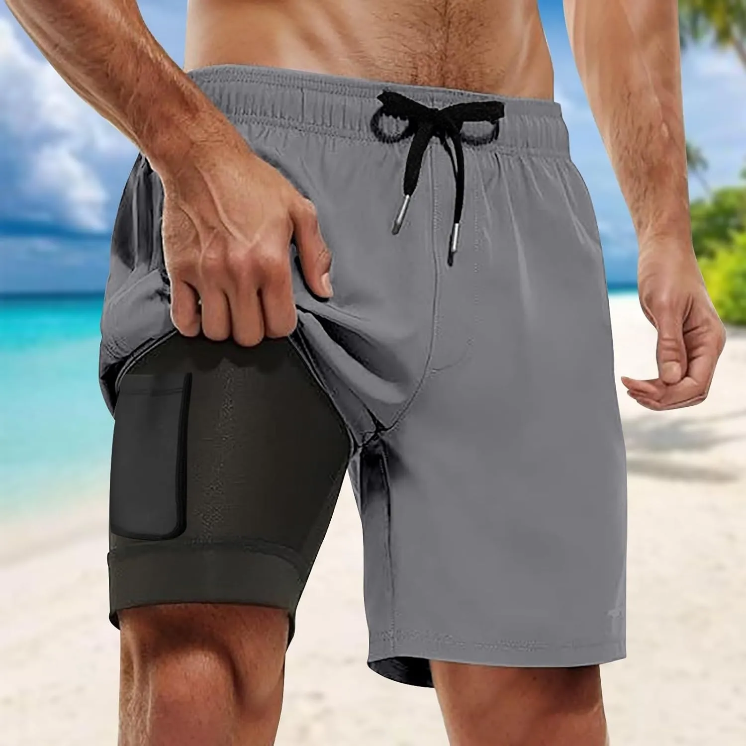 Cargo Work Trousers Men Beach Casual Pull On Pants Gym Athletic Sweatpants Pockets Joggers Jog Pants Trousers