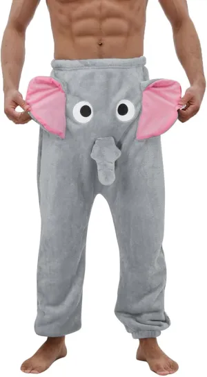 Cartoon Elephant Pants Cute Animal Pants Big Nose and Ears Unisex Soft Elephant Homewear Sleepwear