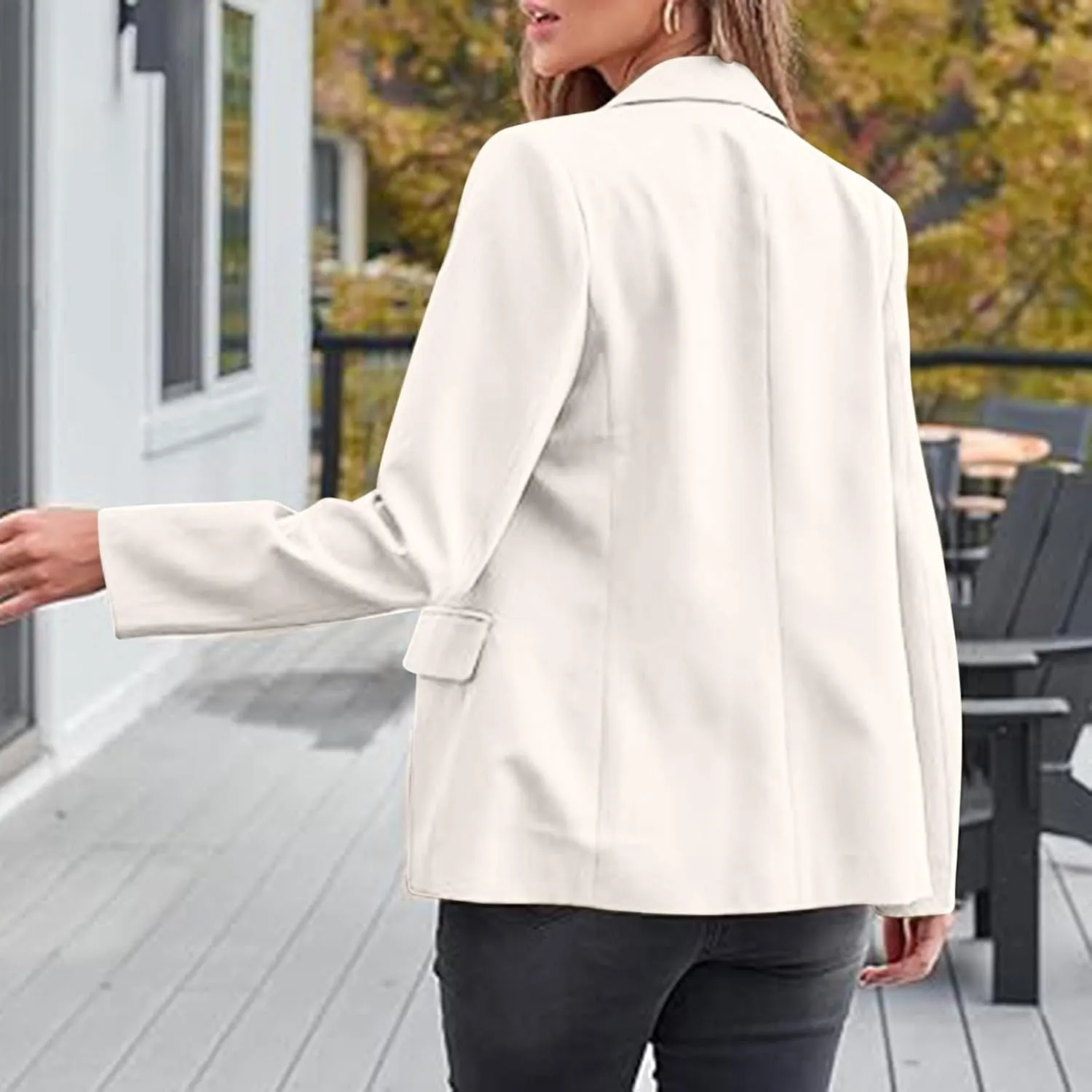 Casual Solid Blazers for Women Business Open Front Office Button Blazer Coat Fall Lapel Plus Size Blazer Jacket