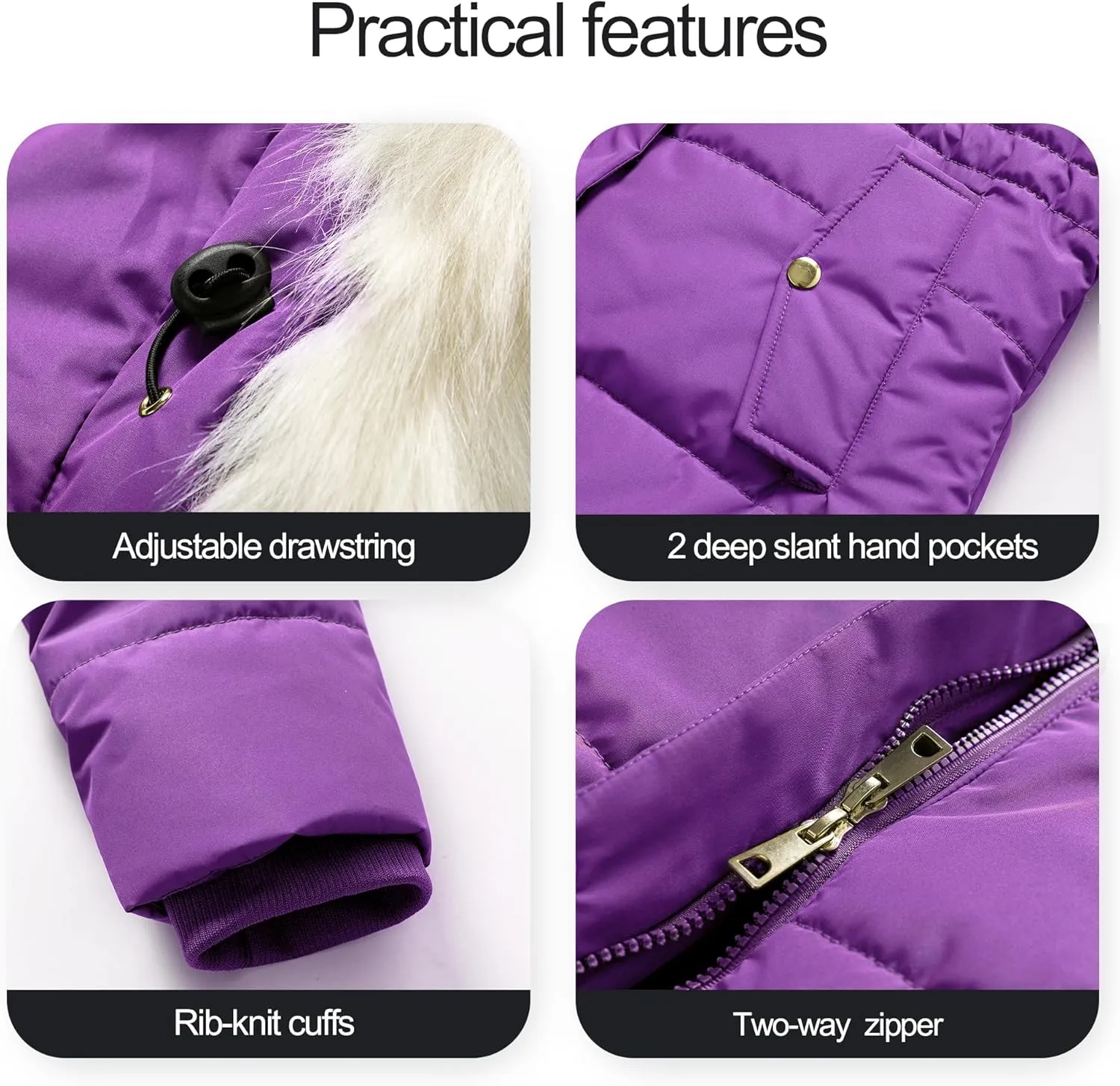 Chrisuno Women's Winter Warm Coats Puffer Jacket Long Drawstring Waterproof Snow Parka With Removable Faux Fur Trim Hood