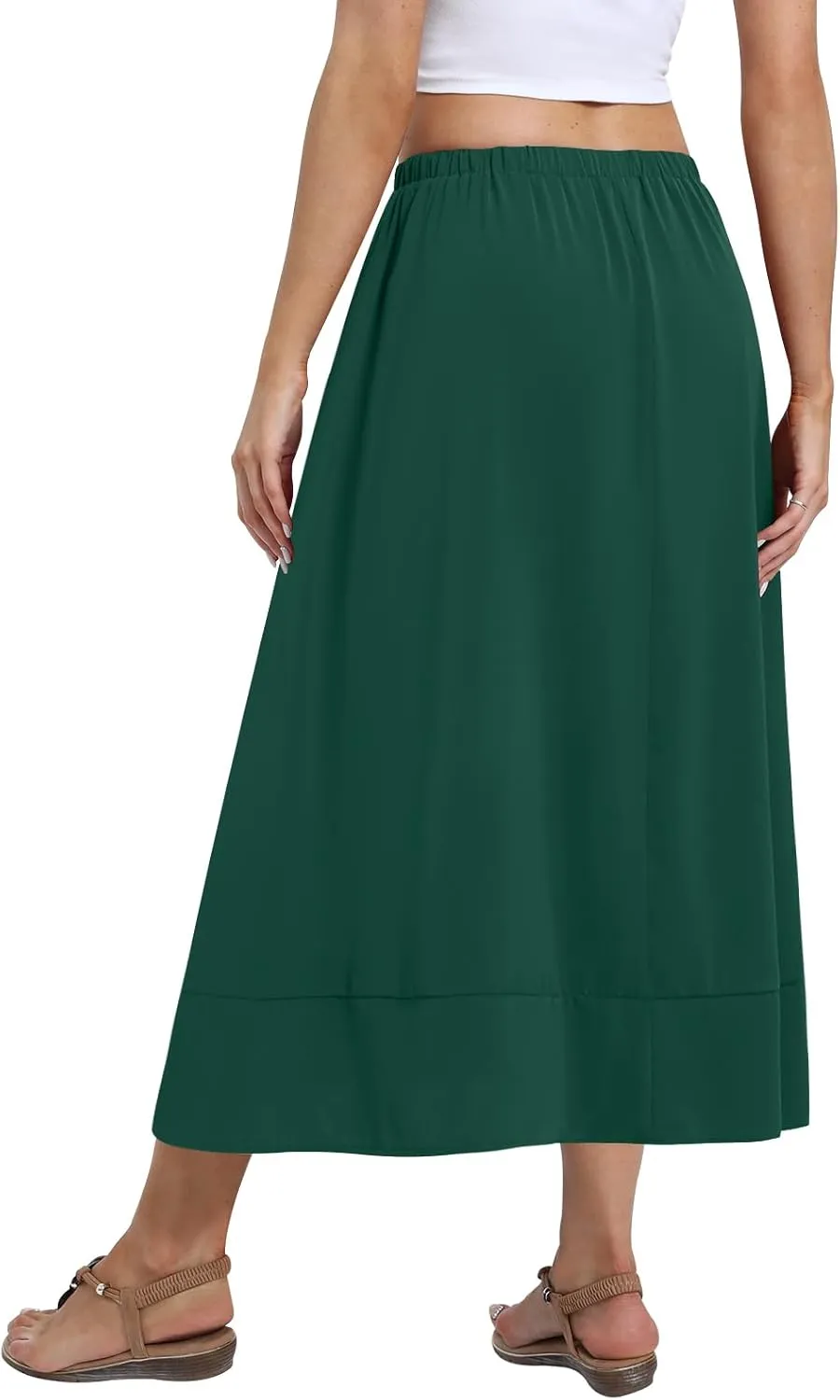 DB MOON Womens Midi Length Skirt 2025 Business Casual Flowy A Line Skirts with Pockets Teacher Outfits