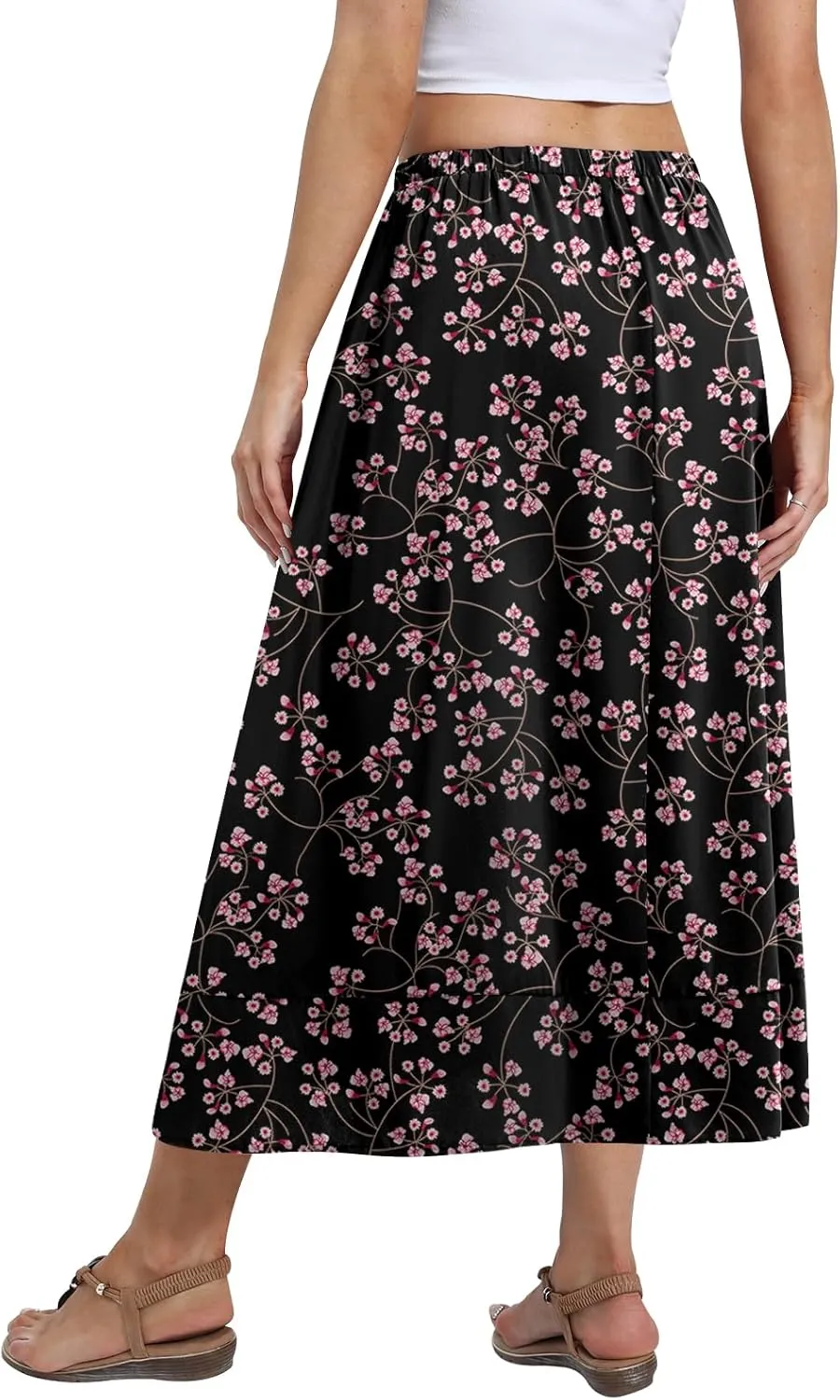 DB MOON Womens Midi Length Skirt 2025 Business Casual Flowy A Line Skirts with Pockets Teacher Outfits