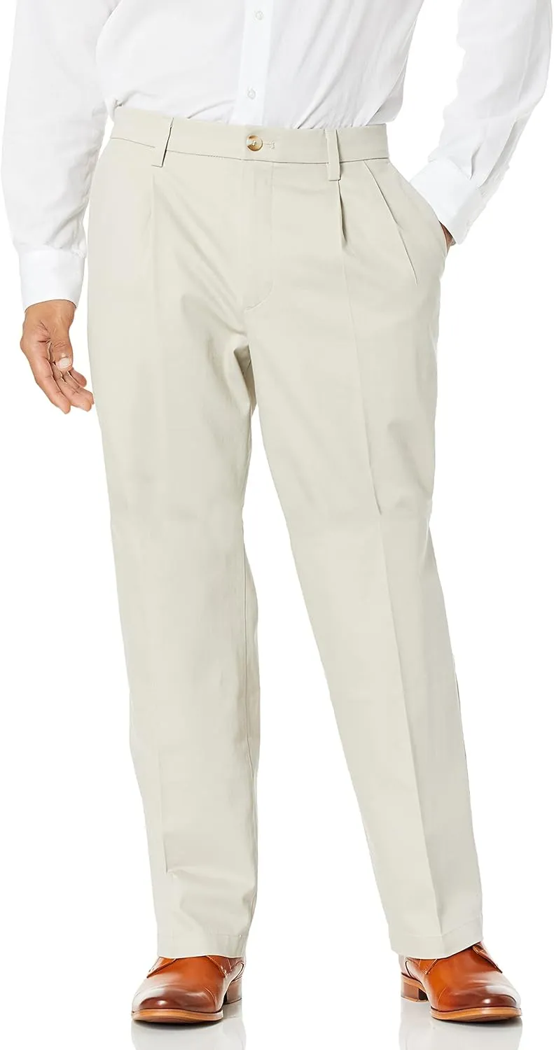 Dockers Men's Relaxed Fit Signature Khaki Lux Cotton Stretch Pants-Pleated