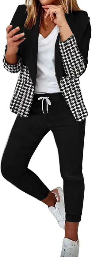 Dressy Pant Suits for Women Evening Party Wedding Guest 2 Piece Business Suit Elegant Professional Blazer Pants Sets