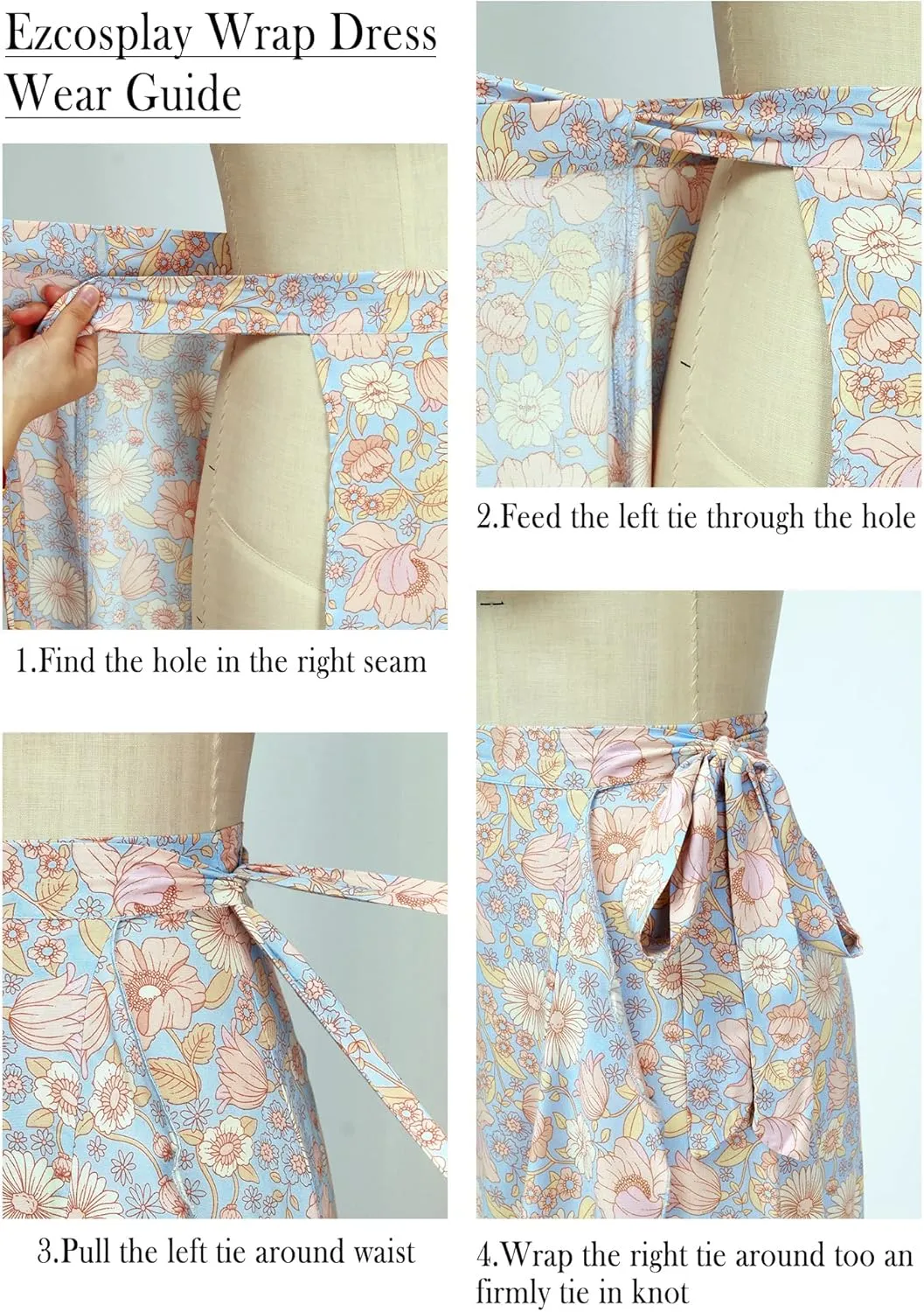 Ezcosplay Women Boho Floral Wrap Skirt Asymmetrical Ruffle Tropical Beach Tiered Skirts