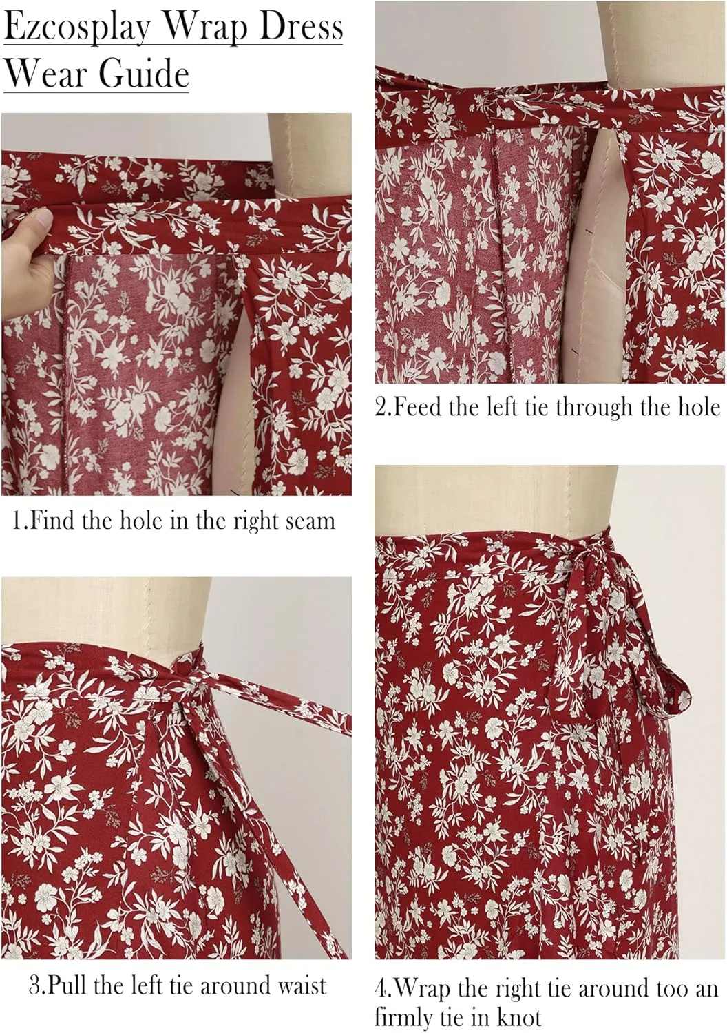 Ezcosplay Women Boho Floral Wrap Skirt Asymmetrical Ruffle Tropical Beach Tiered Skirts