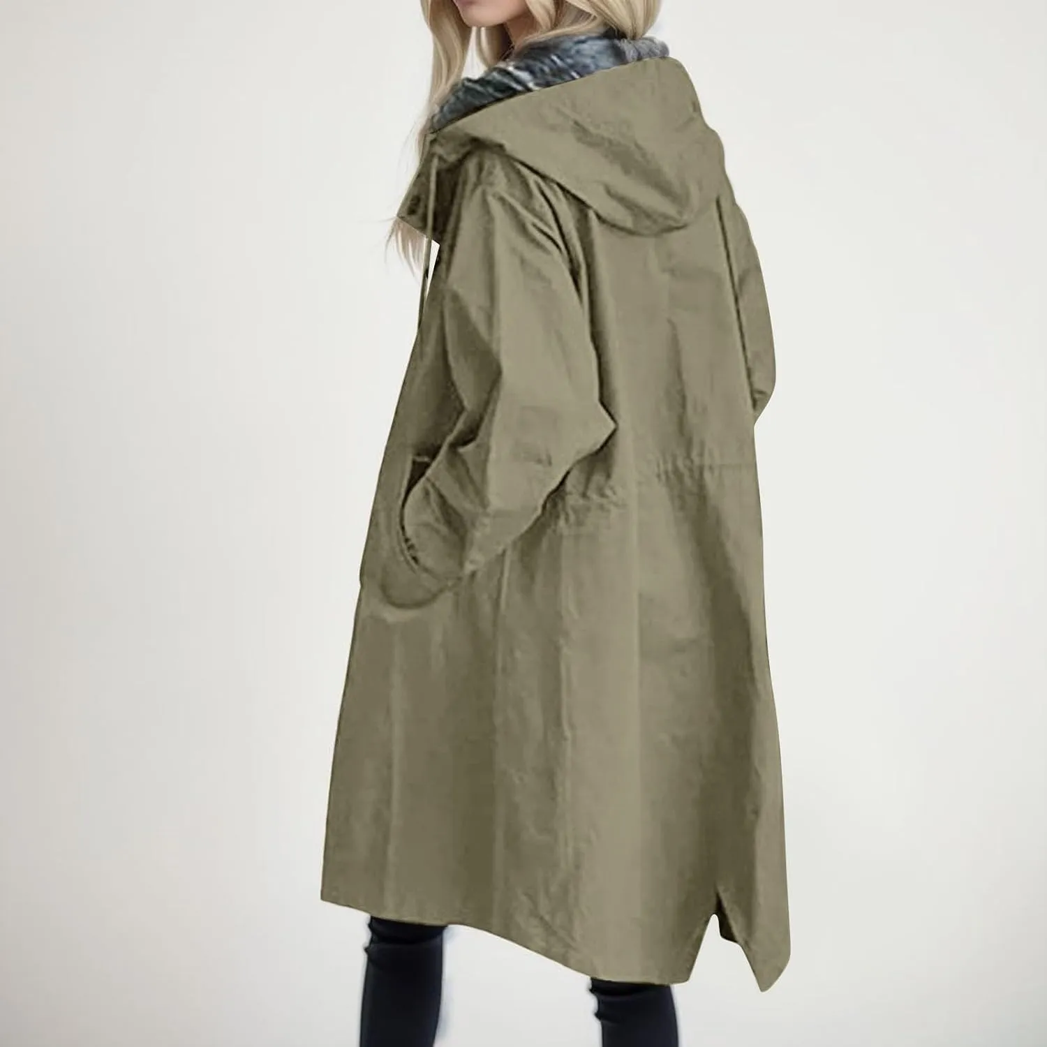 Fall Fashion for Women 2025 Trendy Women Winter Wool Blend Camel Mid-Long Coat Notch Double-Breasted Lapel Jacket Outwear