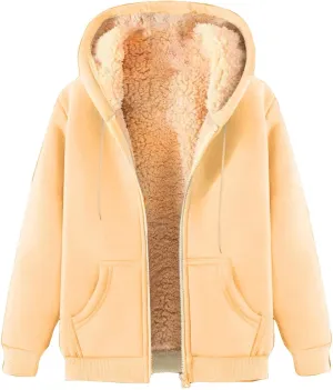 Fleece Jacket Men Winter Warm Zip Up Coats Sherpa Lined Thick Warm Jackets Casual Long Sleeve Outerwear Hoodies