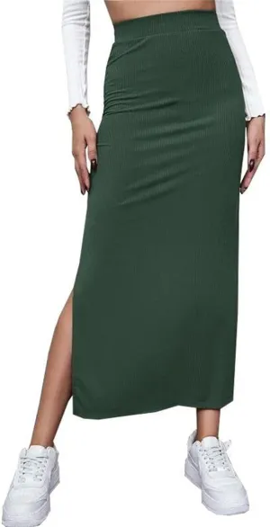 Flowy Casual Skirts for Women Long Solana Pull On Slip Maxi Skirt Low Slit Flowy Maxi Skirt