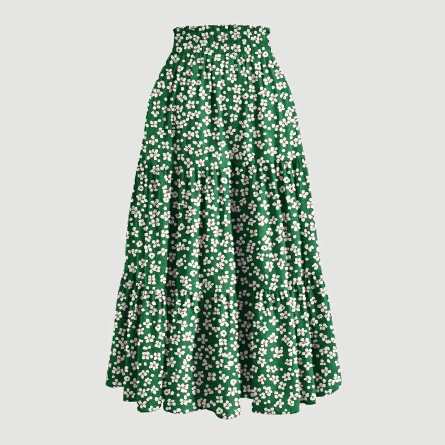 Flowy Skirts for Women Floral A Line Maxi Skirts High Waisted Elegant Tiered Summer Skirts Boho Long Beach Skirts