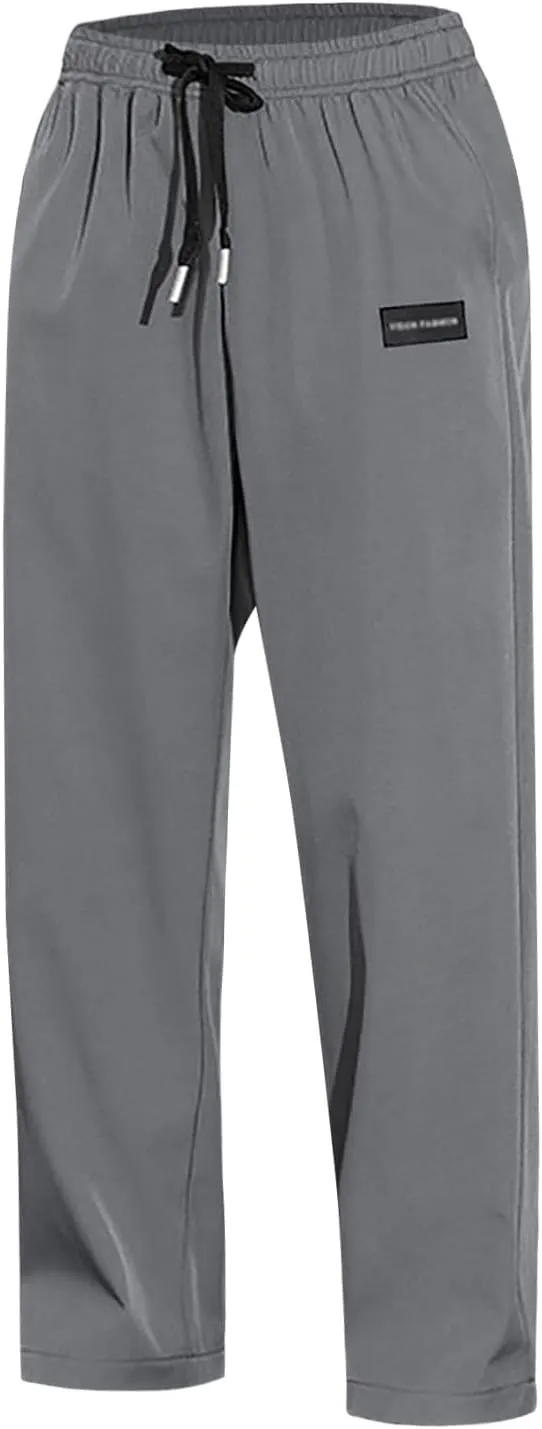 Fxbar Mens Pants Casual Hawaii Print Summer Beach Tie Pants Elastic Waist Drawstring Baggy Trousers