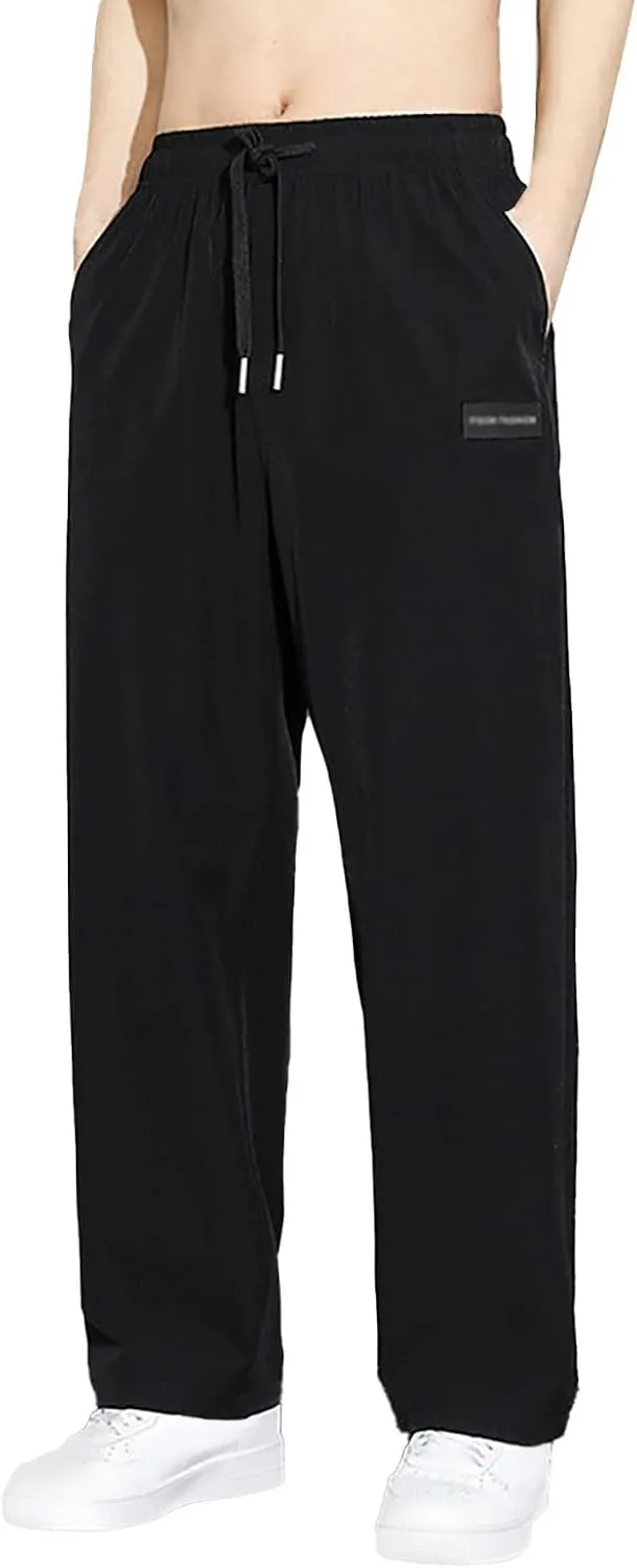 Fxbar Mens Pants Casual Hawaii Print Summer Beach Tie Pants Elastic Waist Drawstring Baggy Trousers
