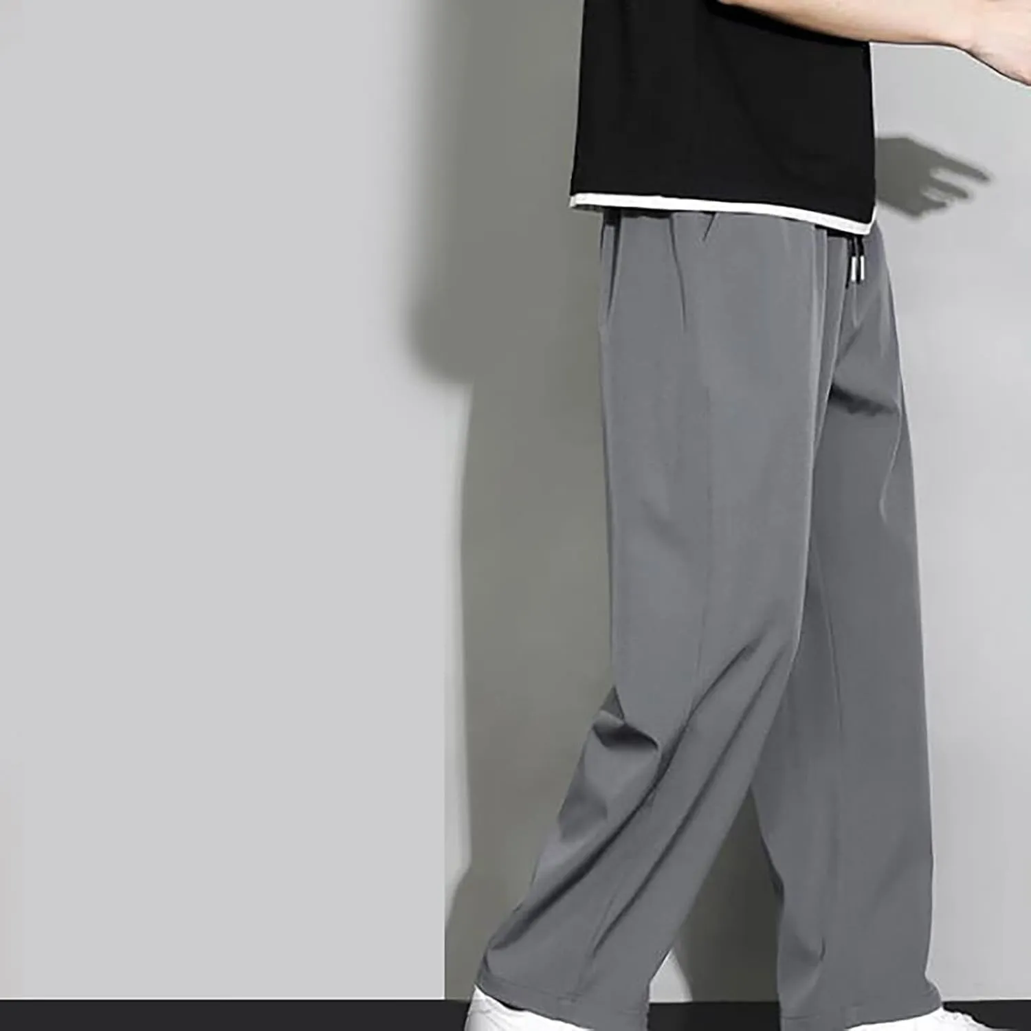 Fxbar Mens Pants Casual Hawaii Print Summer Beach Tie Pants Elastic Waist Drawstring Baggy Trousers