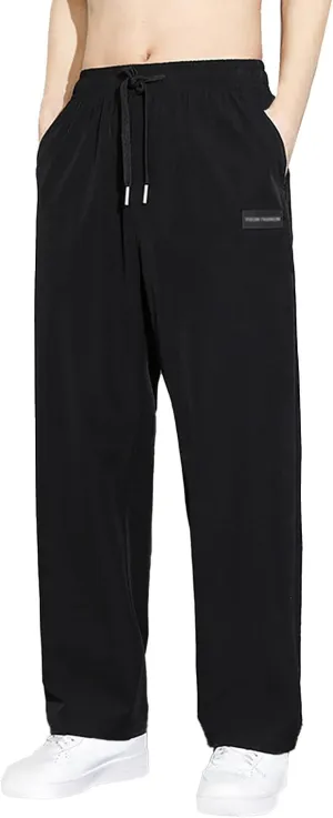 Fxbar Mens Pants Casual Hawaii Print Summer Beach Tie Pants Elastic Waist Drawstring Baggy Trousers
