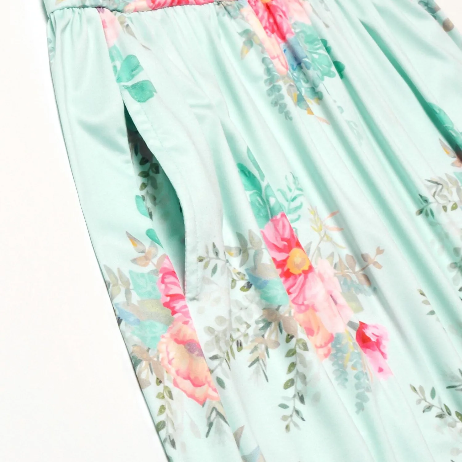 Girl Maxi Dress with Pockets Summer Floor Length Floral Sleeveless/Short Sleeve