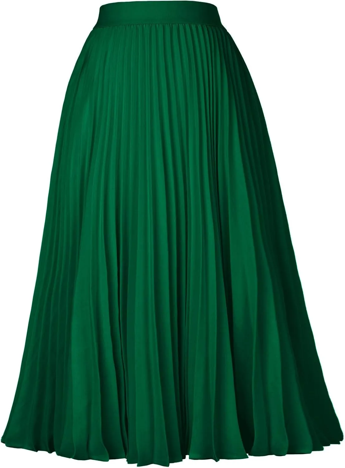 GRACE KARIN Women High Elastic Waist Pleated Chiffon Skirt Midi Swing A-line Skirts