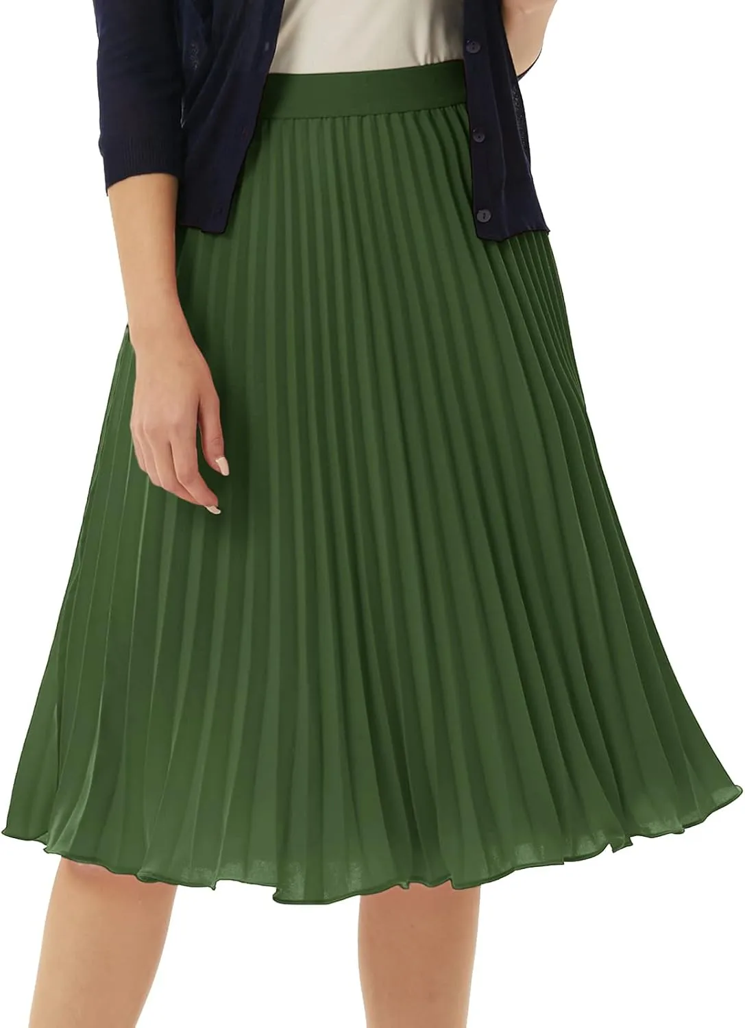 GRACE KARIN Women High Elastic Waist Pleated Chiffon Skirt Midi Swing A-line Skirts