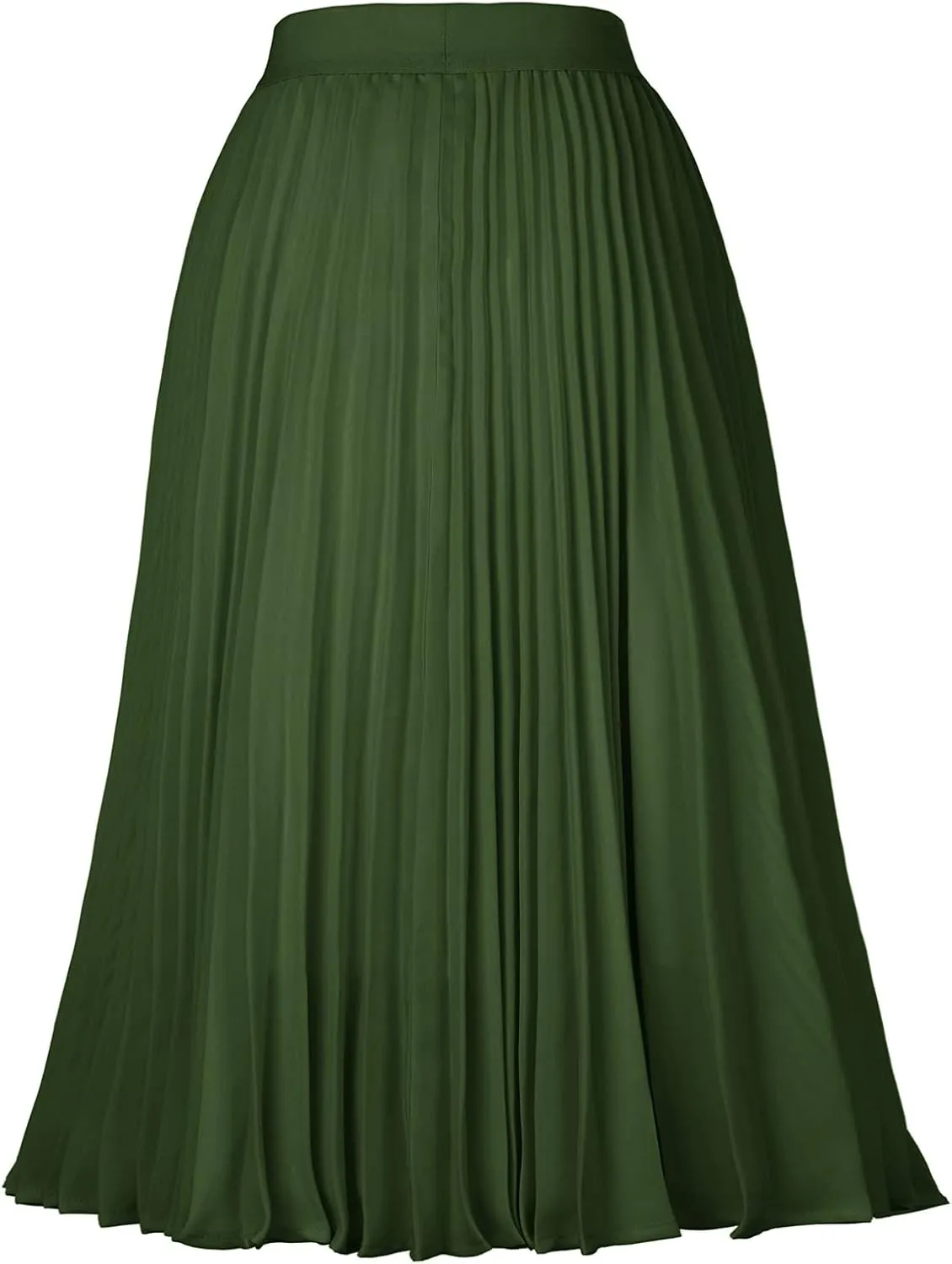 GRACE KARIN Women High Elastic Waist Pleated Chiffon Skirt Midi Swing A-line Skirts