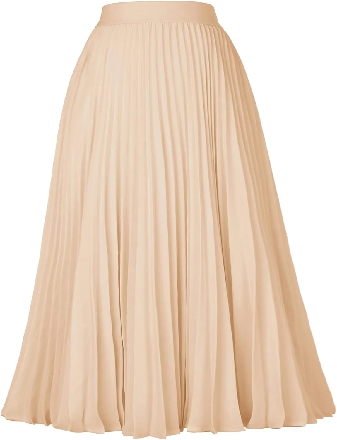 GRACE KARIN Women High Elastic Waist Pleated Chiffon Skirt Midi Swing A-line Skirts