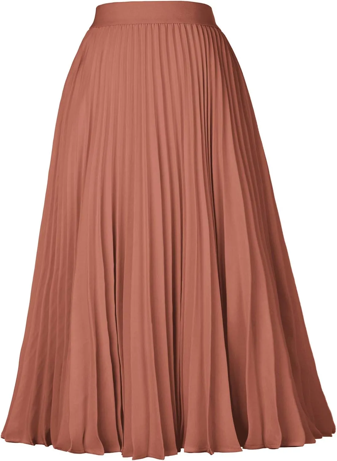 GRACE KARIN Women High Elastic Waist Pleated Chiffon Skirt Midi Swing A-line Skirts