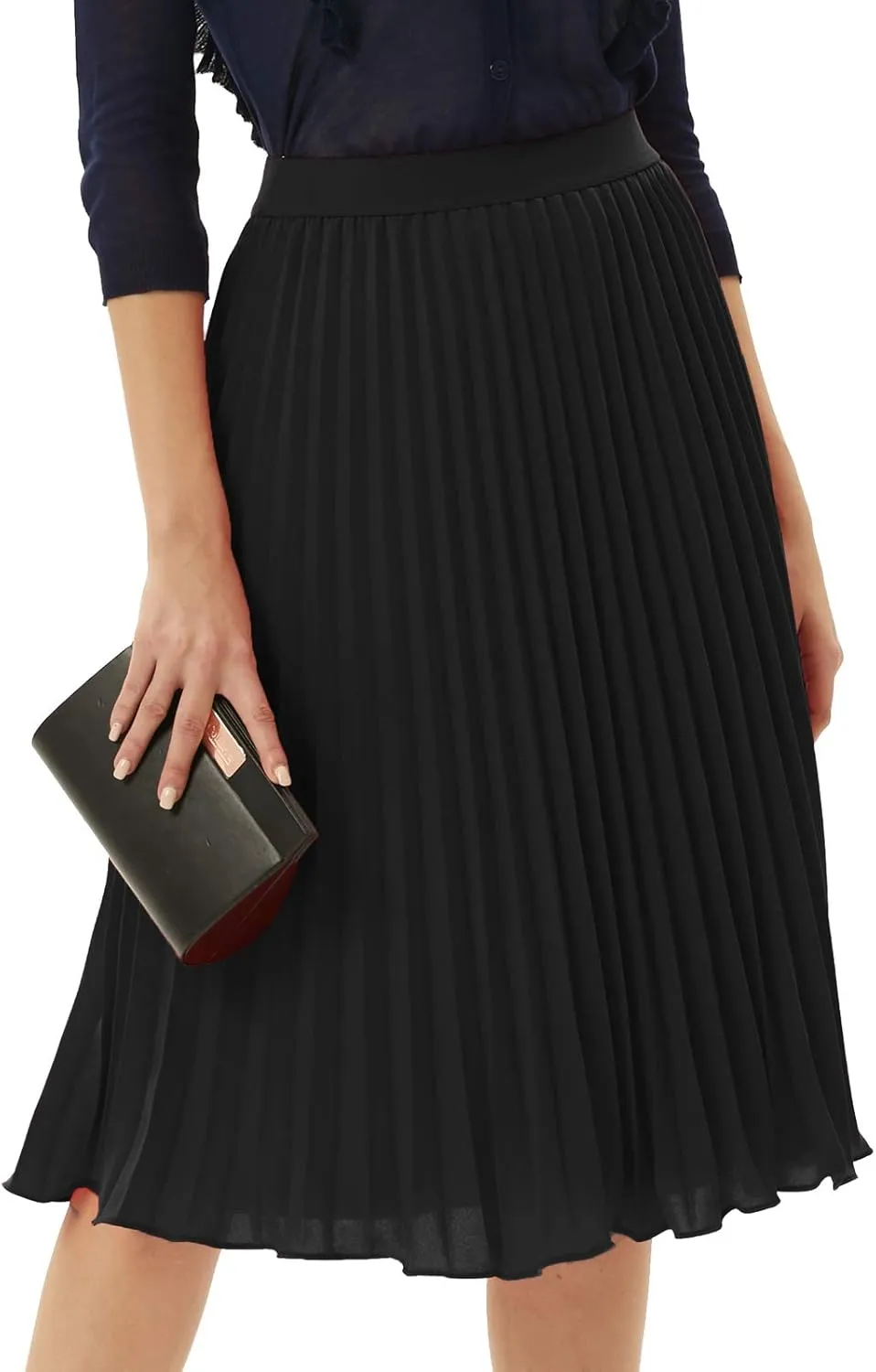 GRACE KARIN Women High Elastic Waist Pleated Chiffon Skirt Midi Swing A-line Skirts