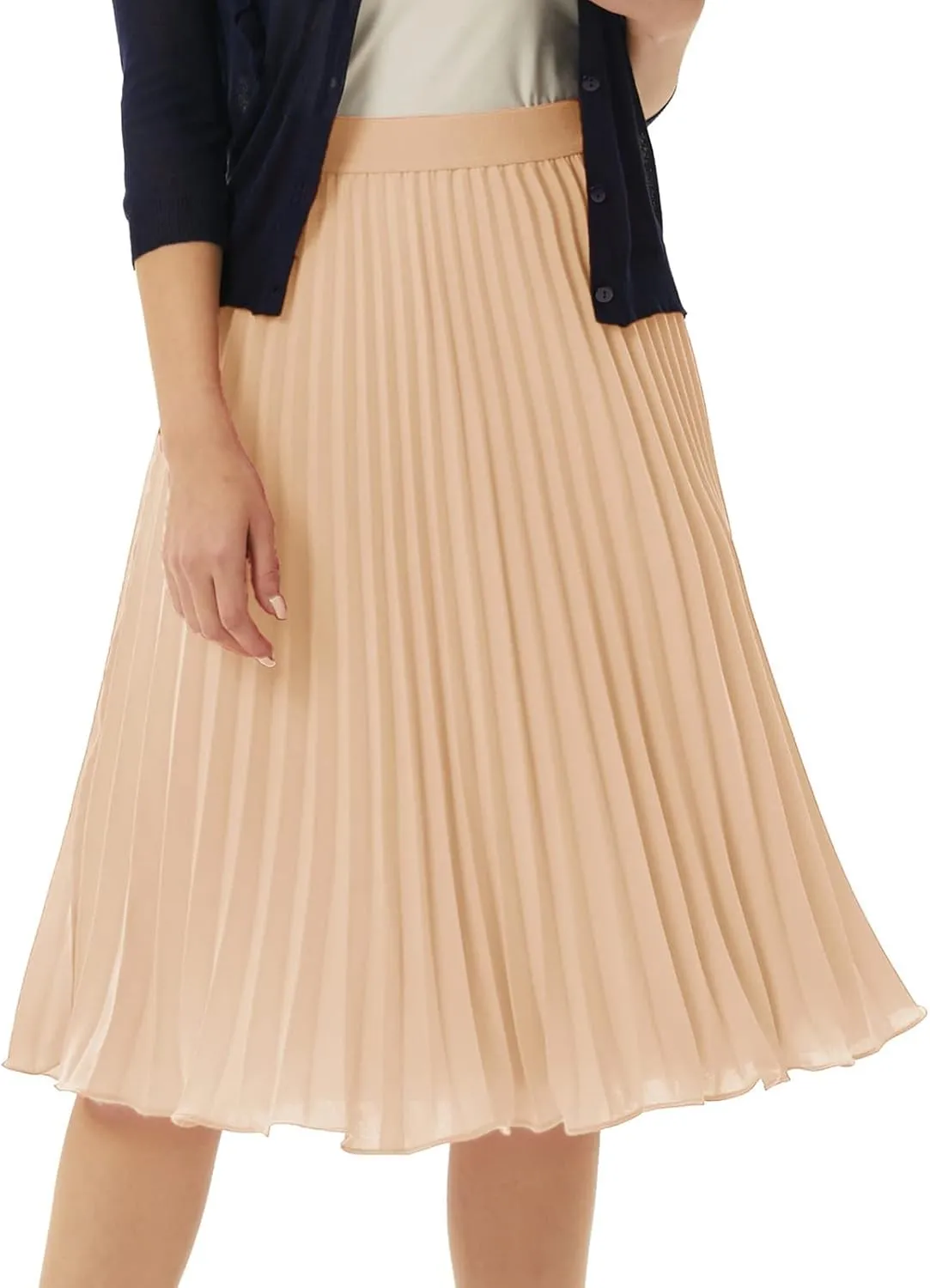 GRACE KARIN Women High Elastic Waist Pleated Chiffon Skirt Midi Swing A-line Skirts