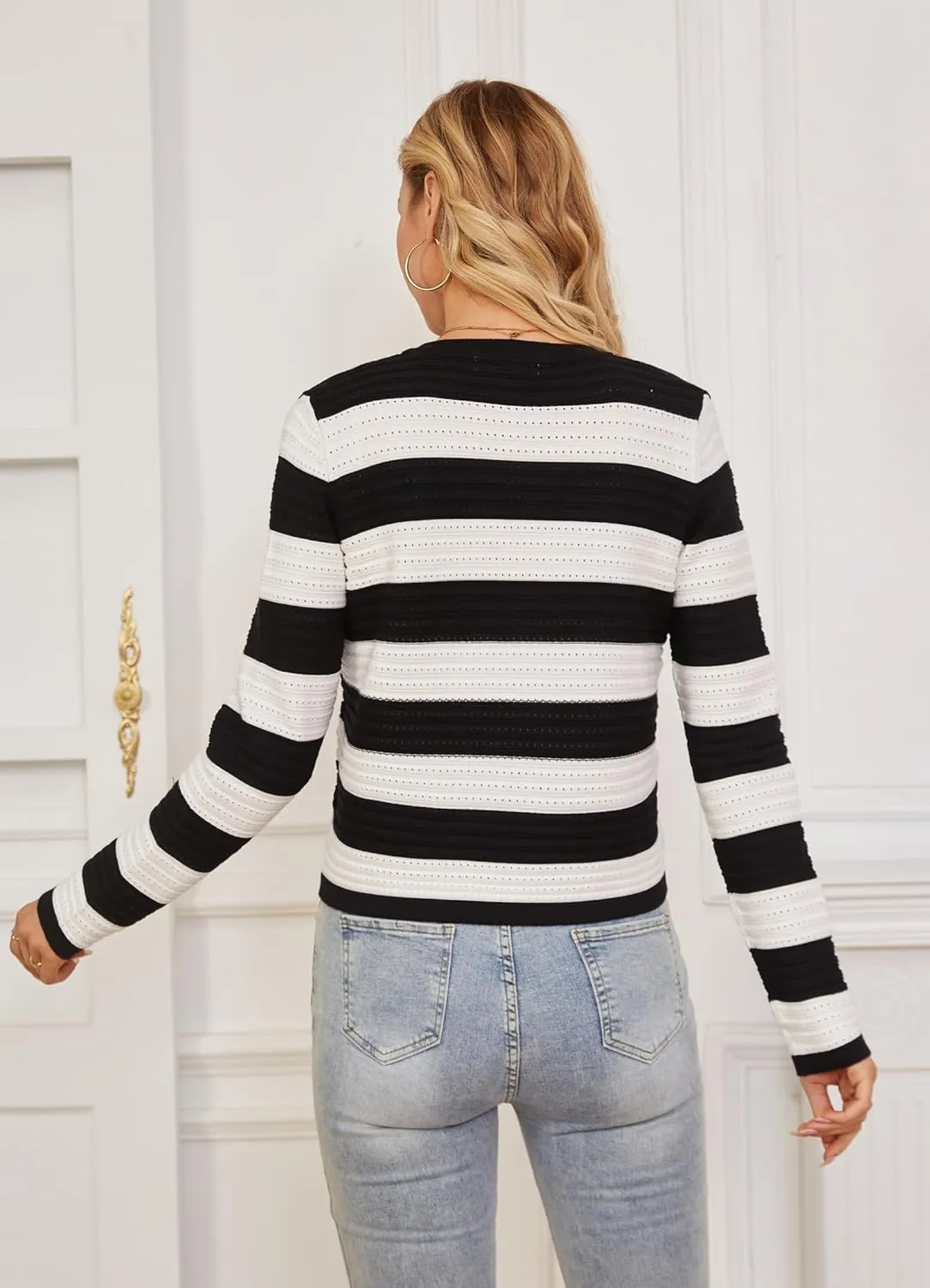 GRACE KARIN Women's Knit Cardigan Sweaters Long Sleeve Open Front Button Down Trendy Jackets Lightweight Summer Outfits